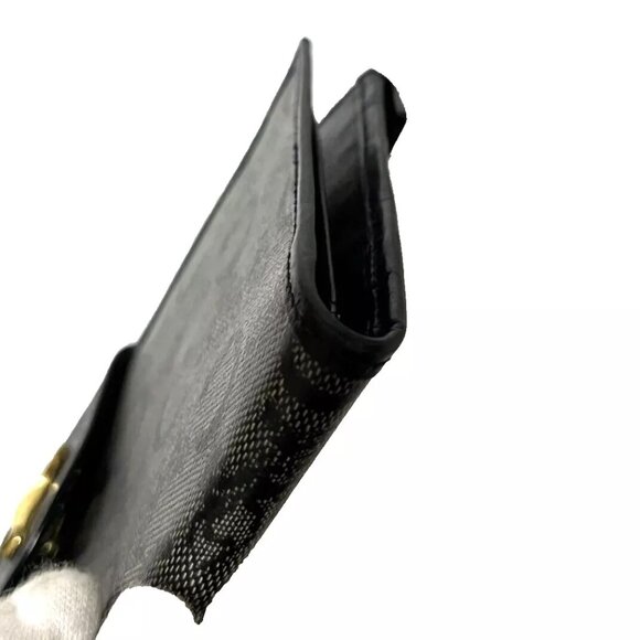 Vintage Celine "Sarky Line C" Macadam Print Long Wallet – Navy Canvas & Leather - Picture 4 of 11